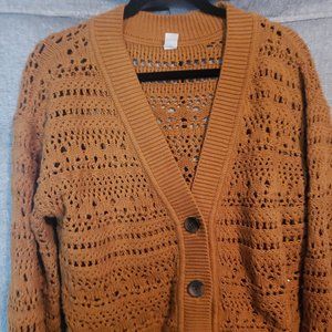 Old navy cropped, crochet camel sweater